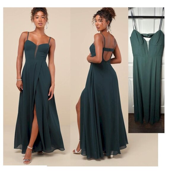 Lulus Dresses & Skirts - Lulus Stunning Grace Emerald Green Cutout A-Line Maxi Dress Size Medium NWOT